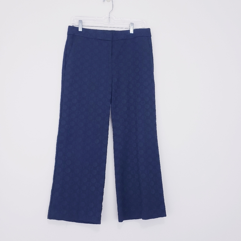 Ann Taylor The Cotton Crop Pants Eyelet In Navy Blue Night Sky Size 2 Dot - Picture 2 of 8
